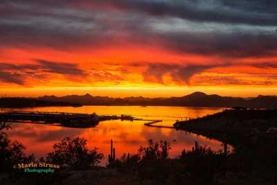 Sunset over Lake Pleasant Marina 102