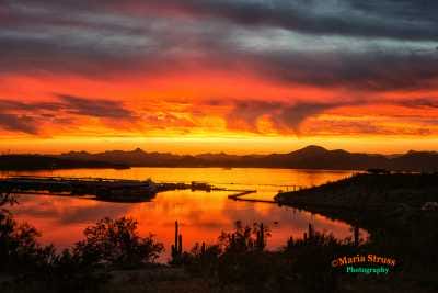 Sunset over Lake Pleasant Marina 102