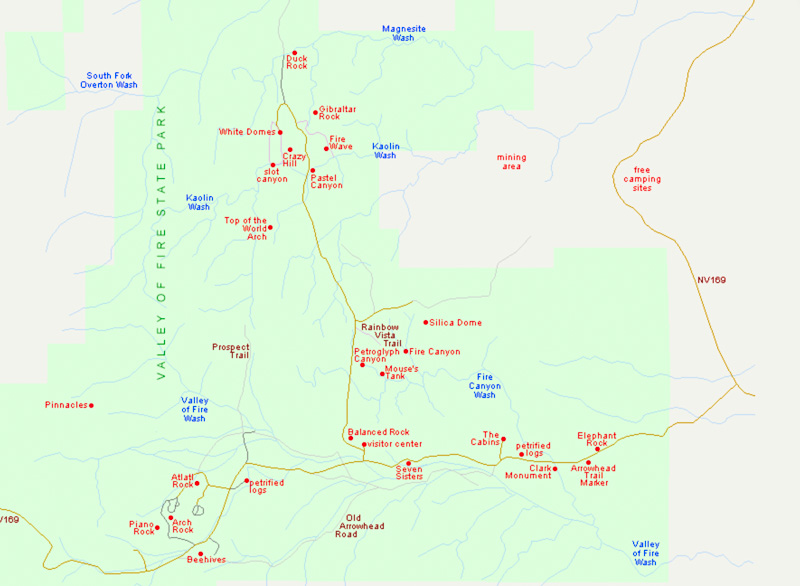 map of valley of fire state park